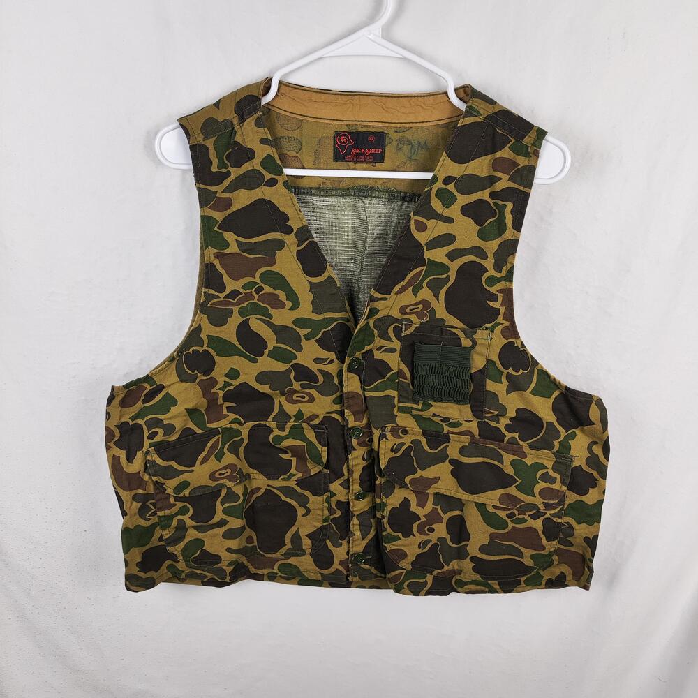 Black Sheep Vest Mens XL Green Camo Hunting Mesh Back Button Pockets Outdoor